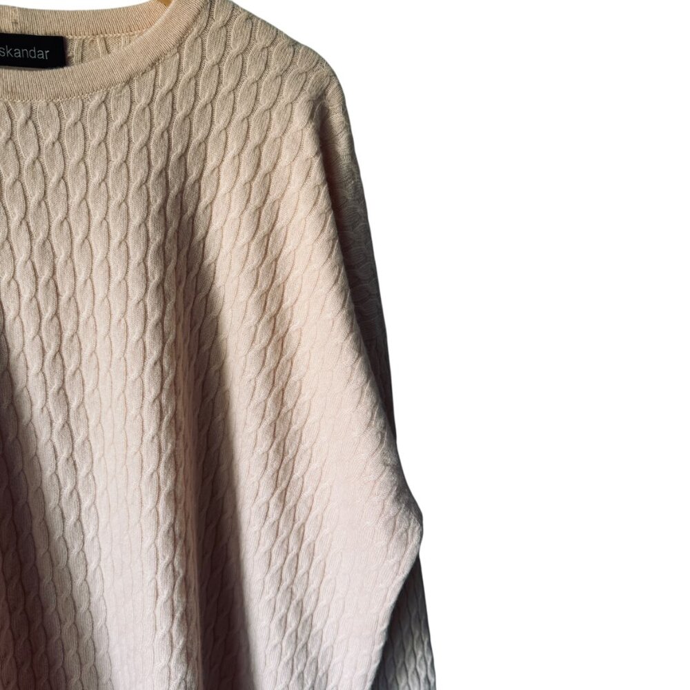 Eskandar Diamond Trellis Cashmere Sweater Oversized Boxy Lightweight Pale pink - Picture 4 of 16